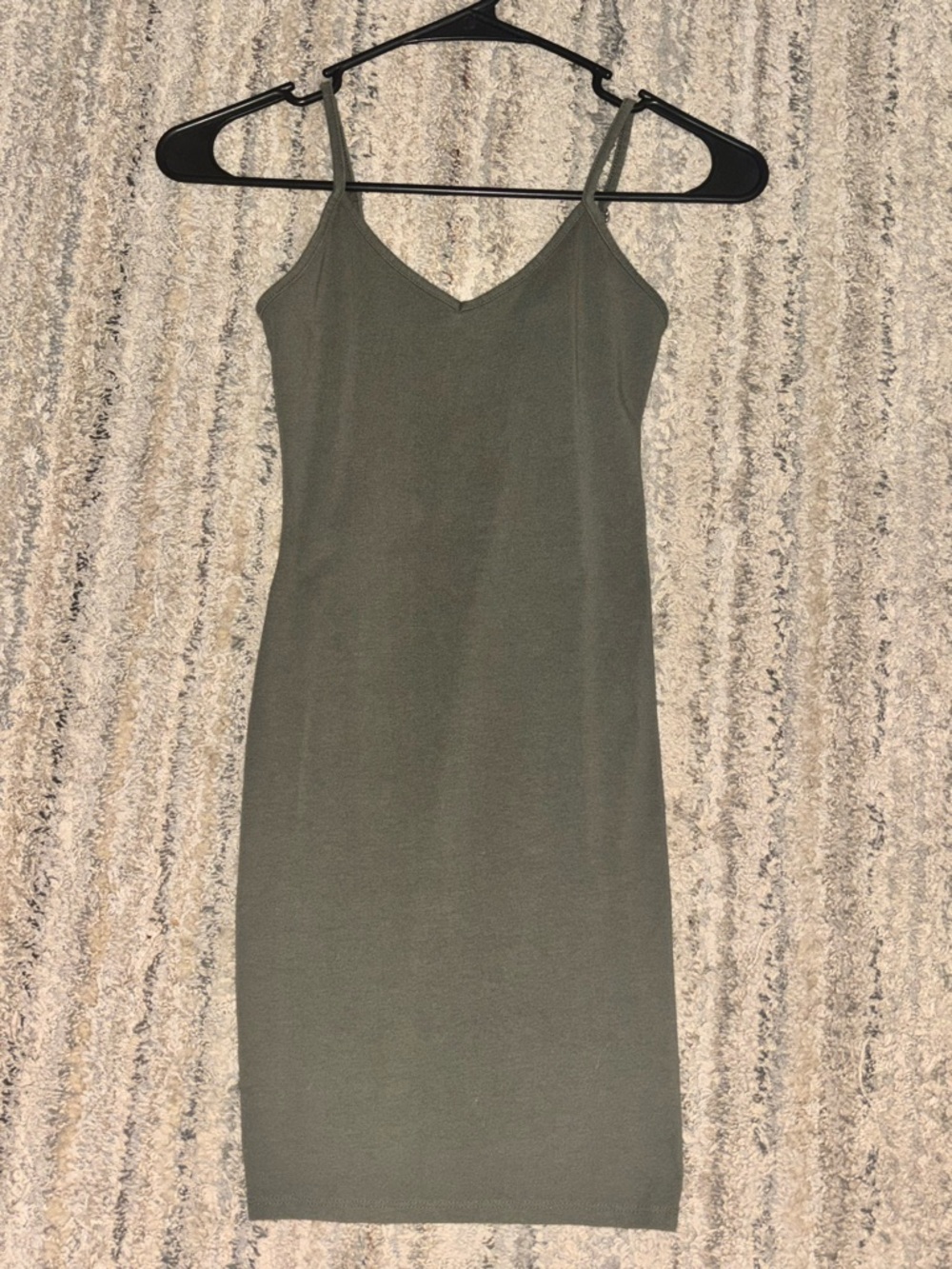 Women's Olive Green V-Neck Slip Dress